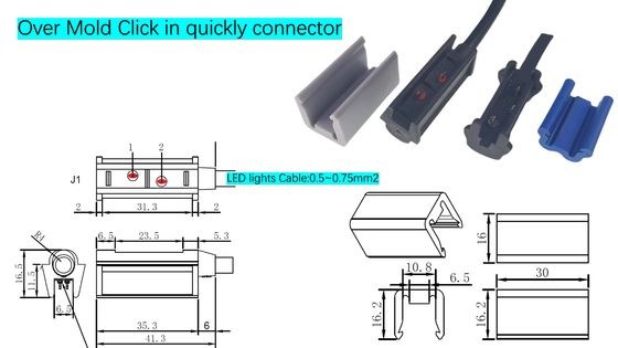 رابط Quick Click-In Overmold لمصابيح الإفراج عن علامة واحدة مع مواصفات كابل محسّنة