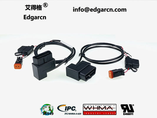 16pin OBDII Passthru Cable with Power Break Out and IP68 Rating for Heavy-Duty Automotive Wiring Harness